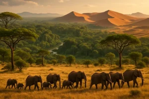 Ontdek de ongetemde natuur van afrika, waar savannes, regenwouden en woestijnen het ritme bepalen