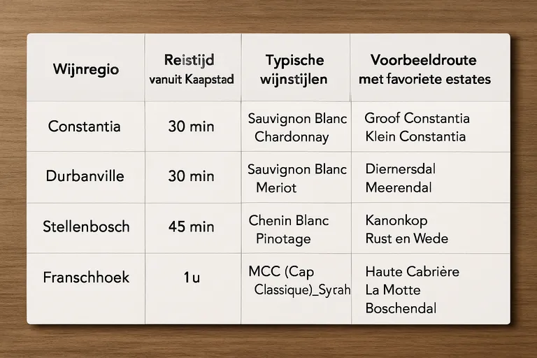 Aanbevolen routes en favorieten per regio