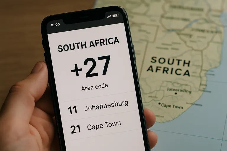Wat betekent 'South africa area code'?